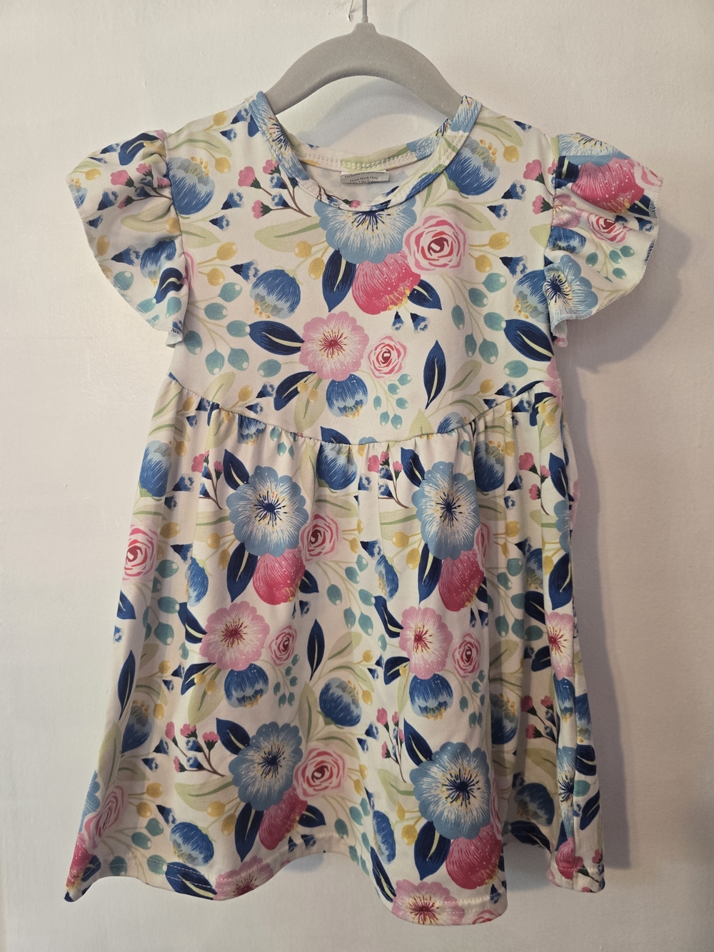 Little Girls Floral Flutter-Sleeve Dress - Multicolor